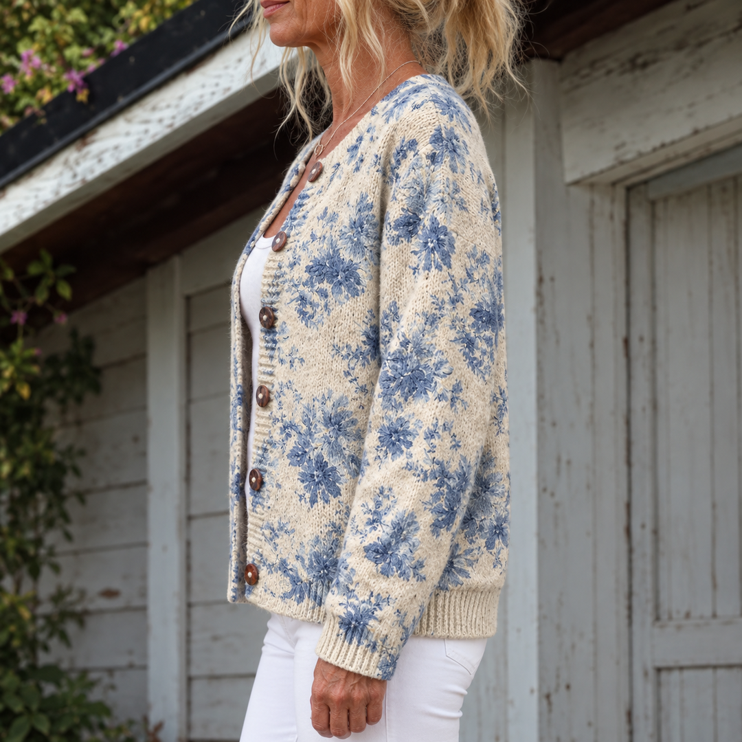 Daisy Blue Floral Knit Cardigan