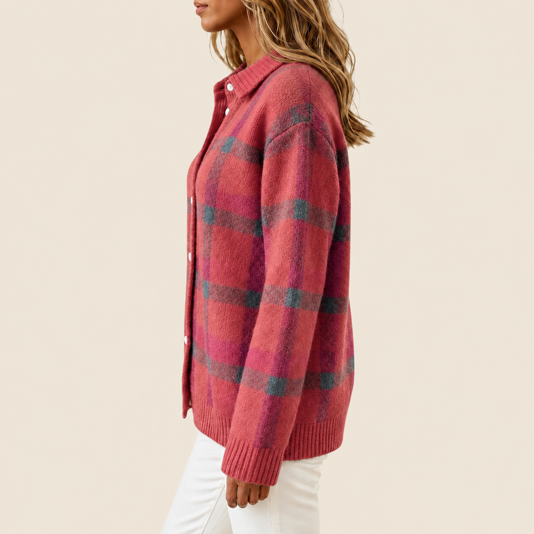 Helena Rose Plaid Knit Cardigan