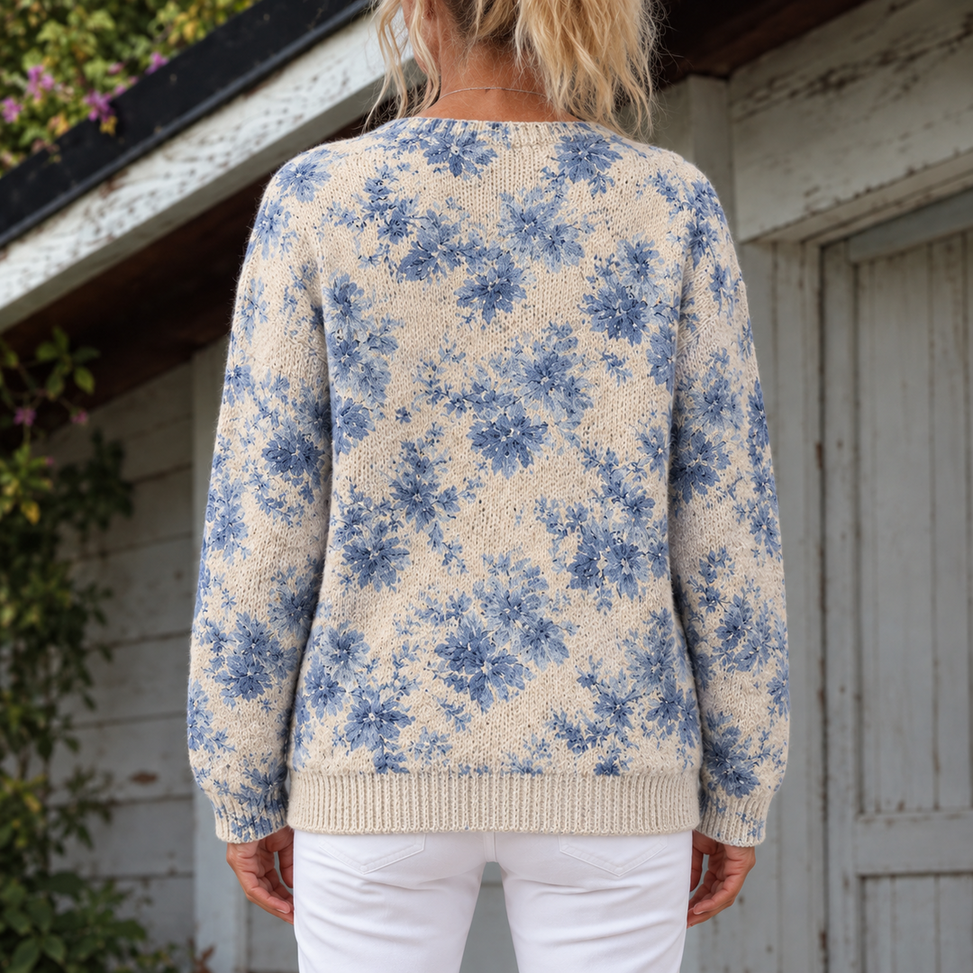 Daisy Blue Floral Knit Cardigan