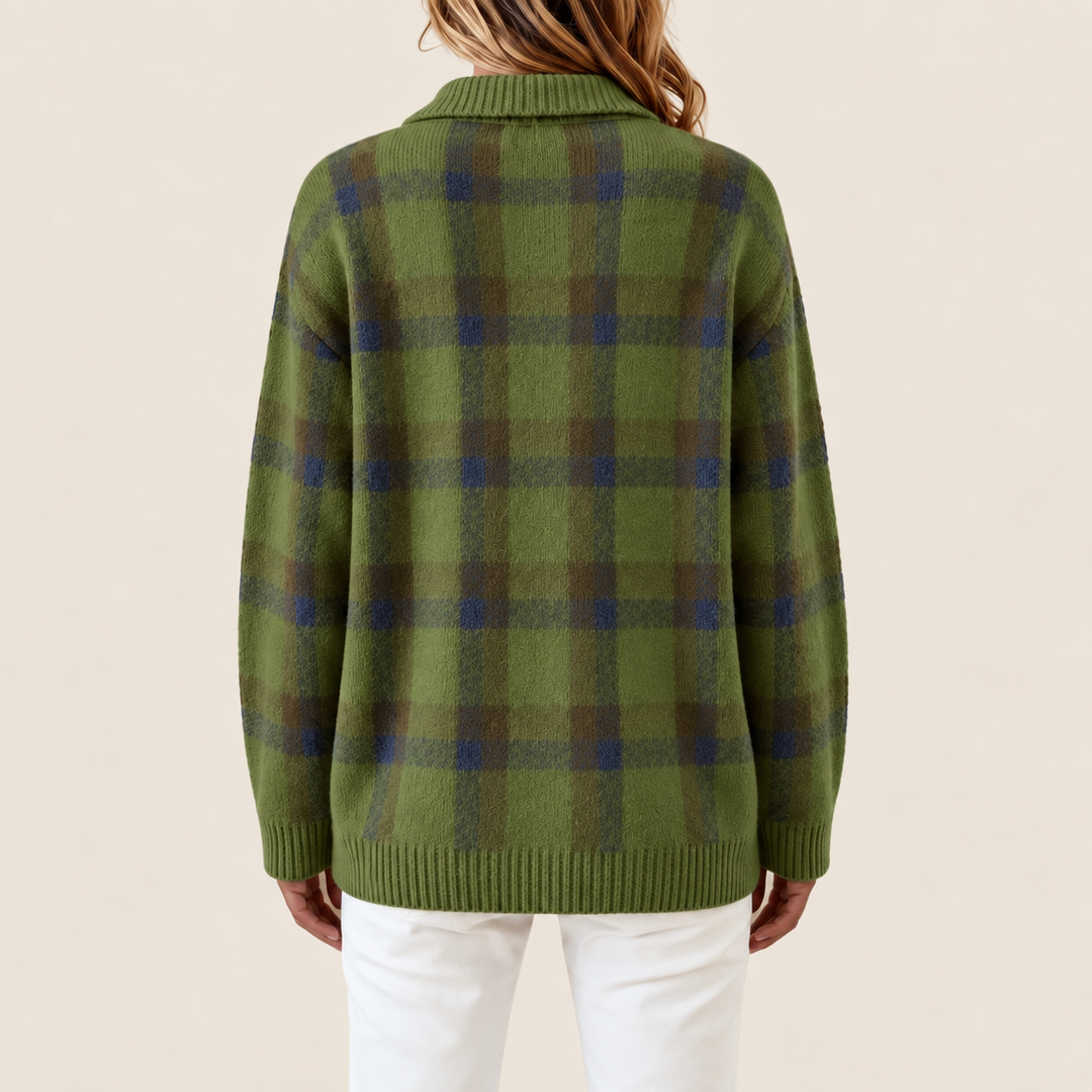 Harper Olive Plaid Knit Cardigan