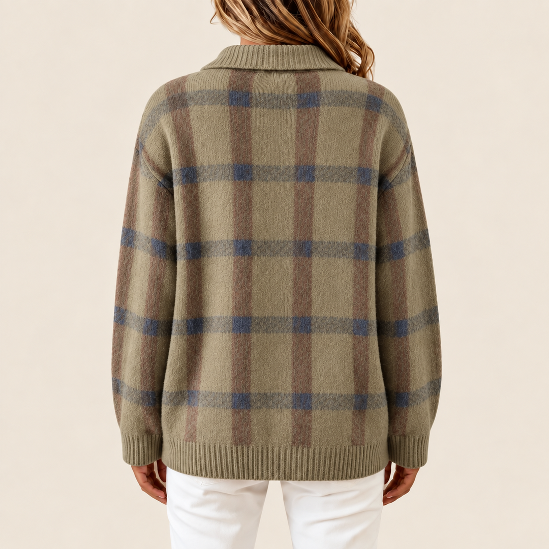 Hazel Taupe Plaid Knit Cardigan