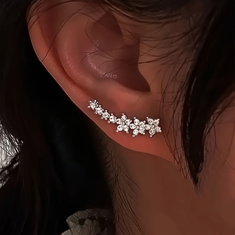 Elara Floral Stone Ear Climbers