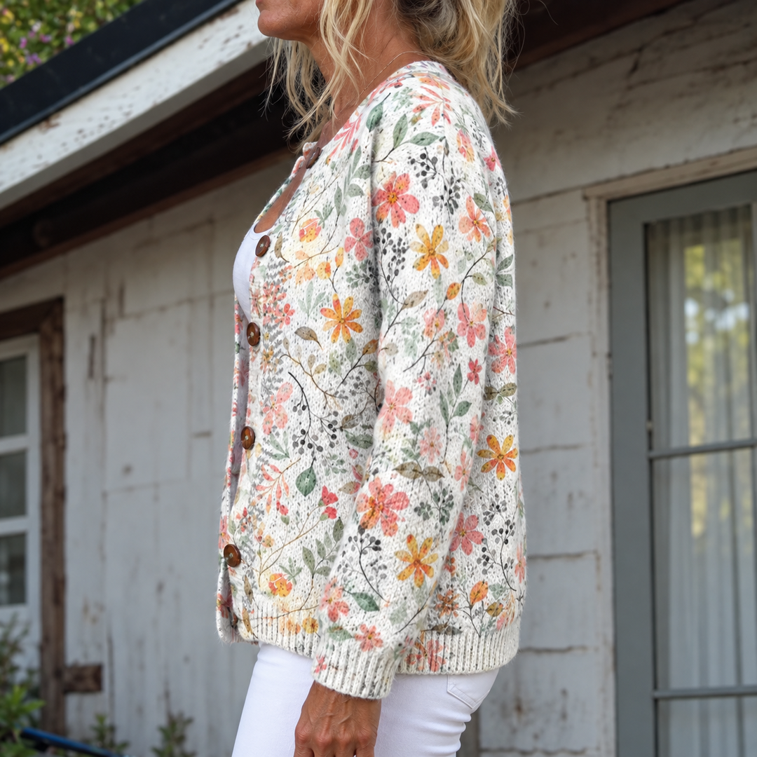 Greta Watercolor Floral Knit Cardigan