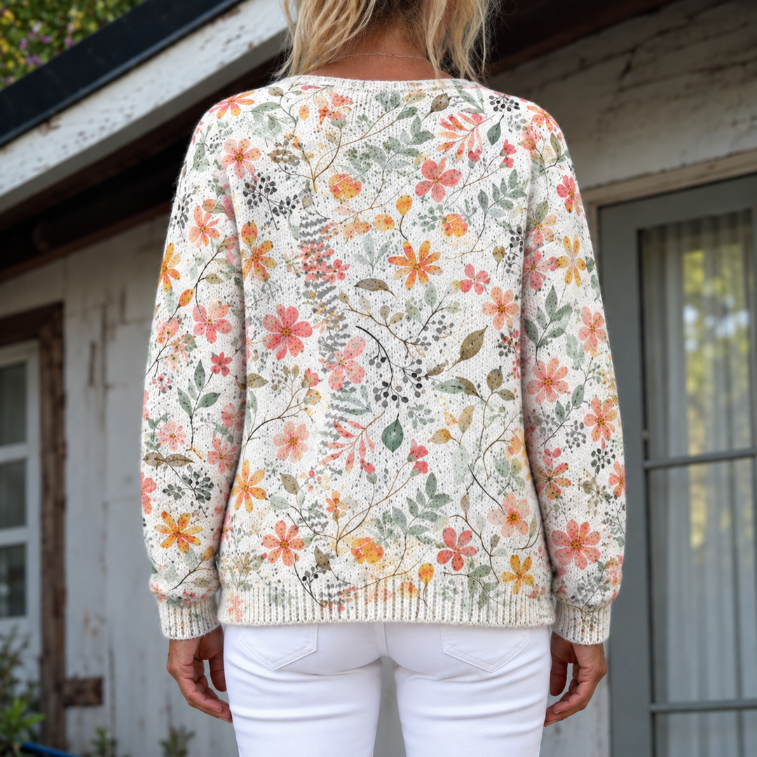 Greta Watercolor Floral Knit Cardigan