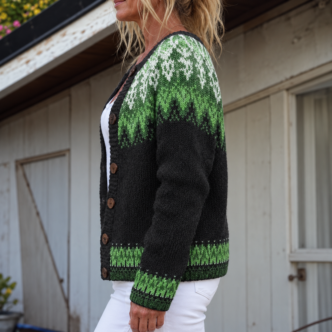 Sabrina Ombre-Yoke Knit Cardigan
