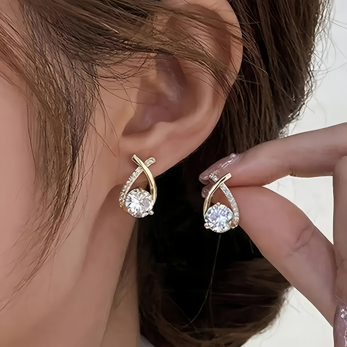 Celeste Sculpted Stone Stud Earrings