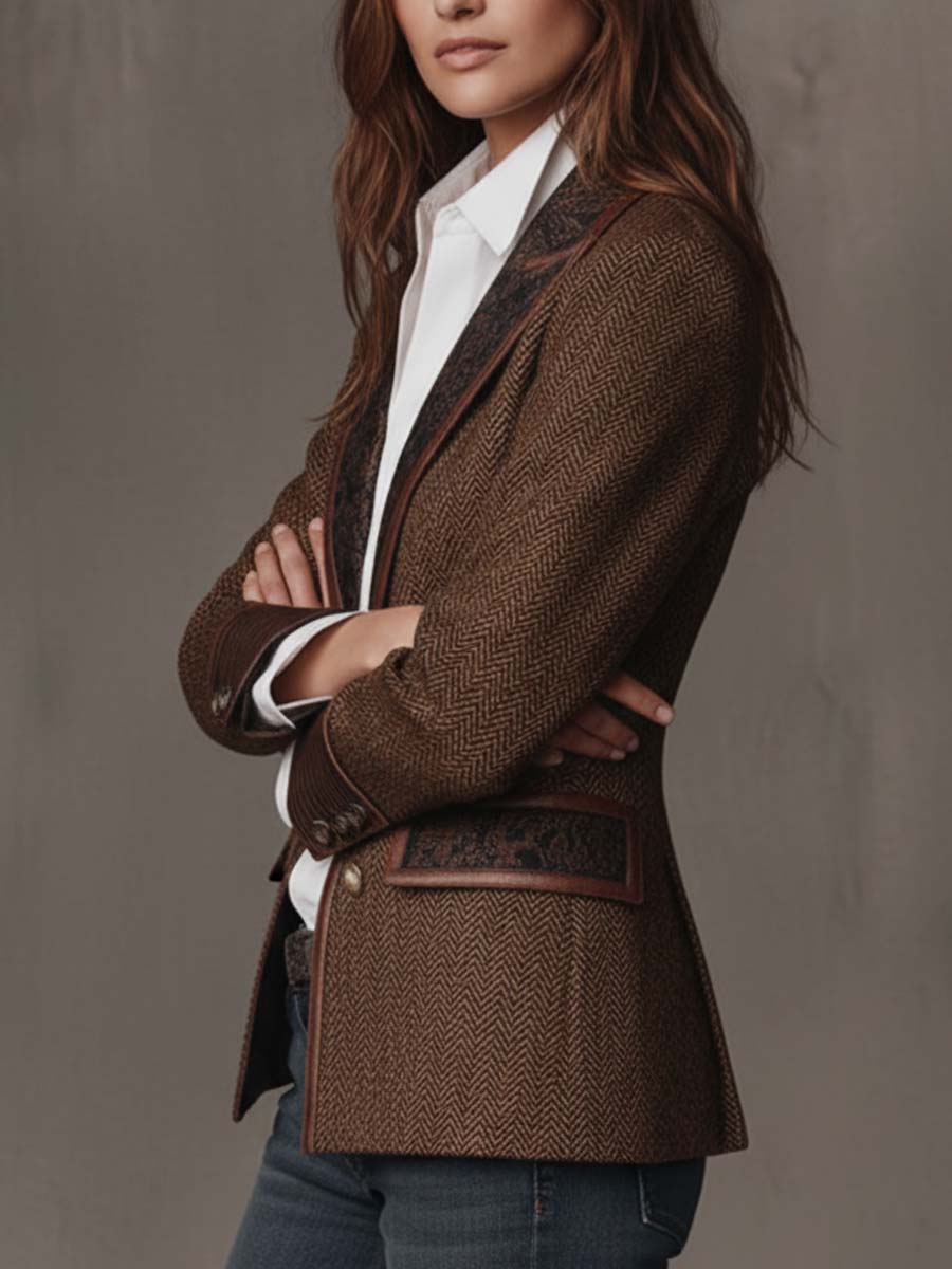 Margot Herringbone Paisley Blazer