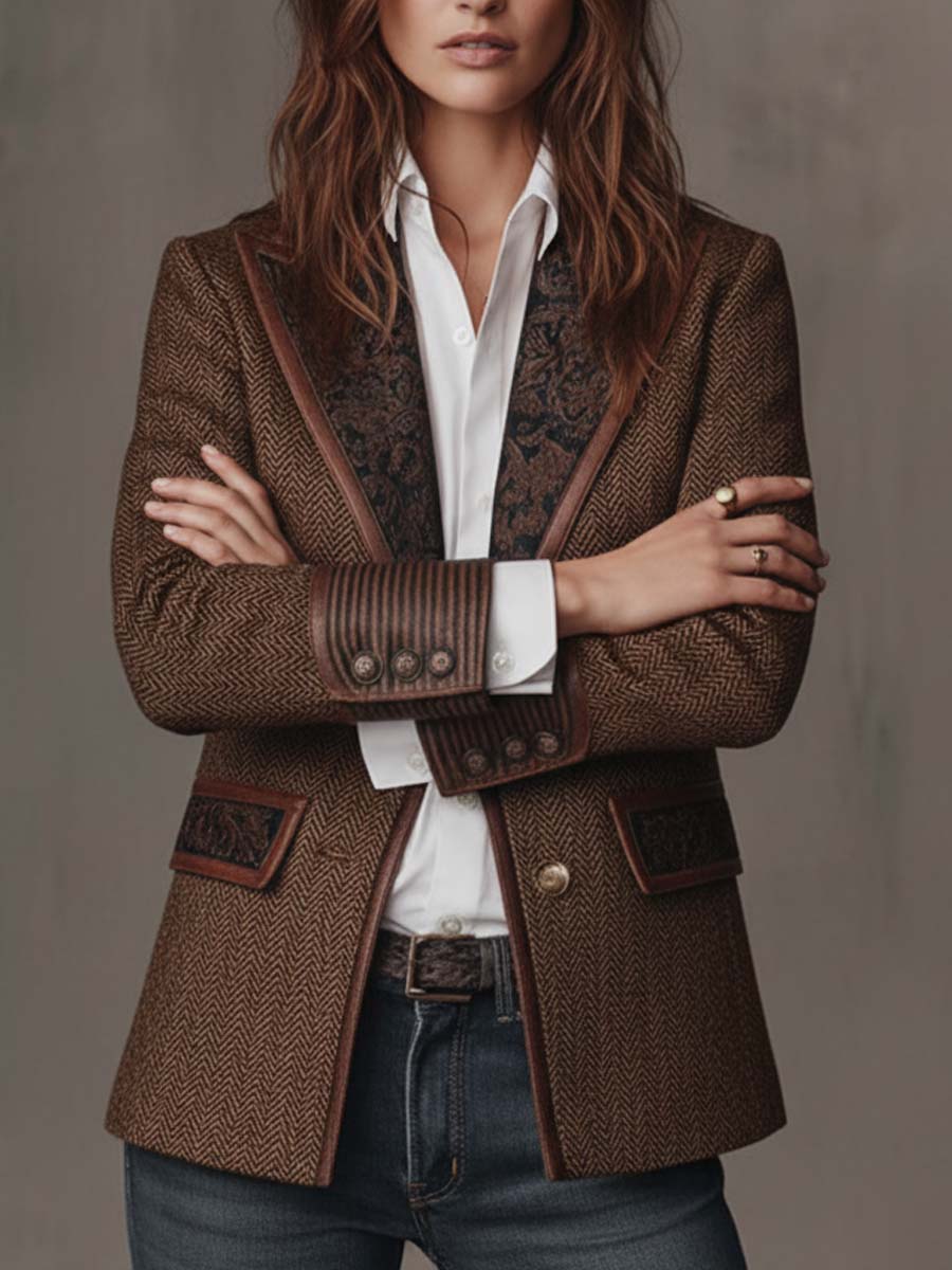 Margot Herringbone Paisley Blazer