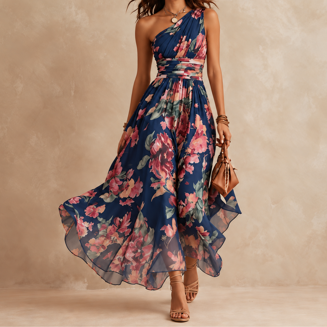 Celestine One-Shoulder Floral Maxi Dress