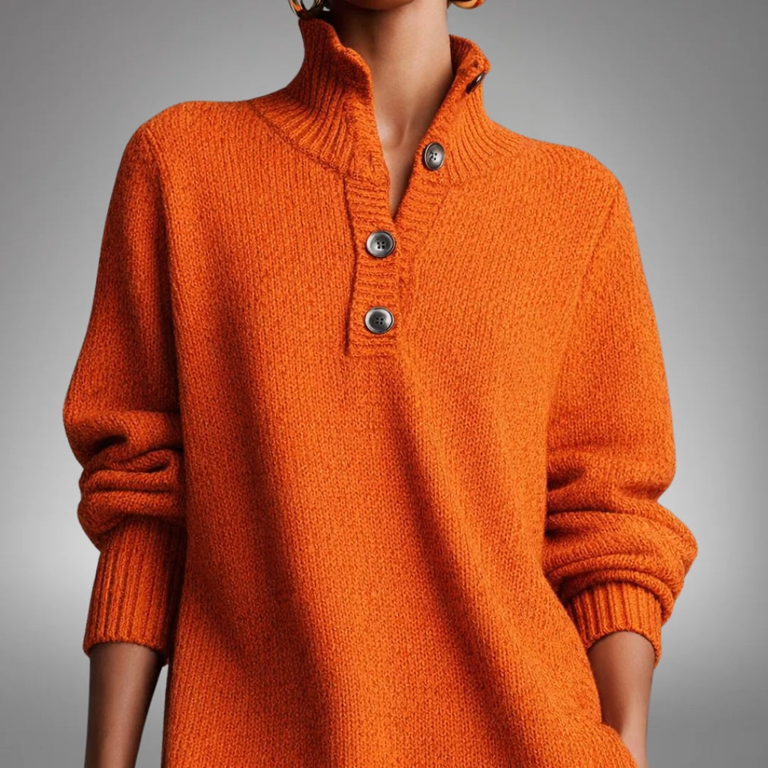Eliana Button-Collar Knit Dress