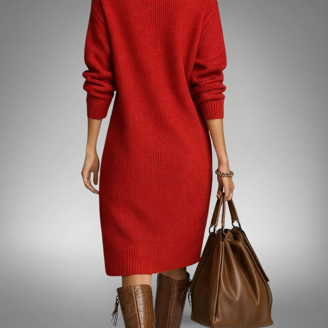 Eliana Button-Collar Knit Dress