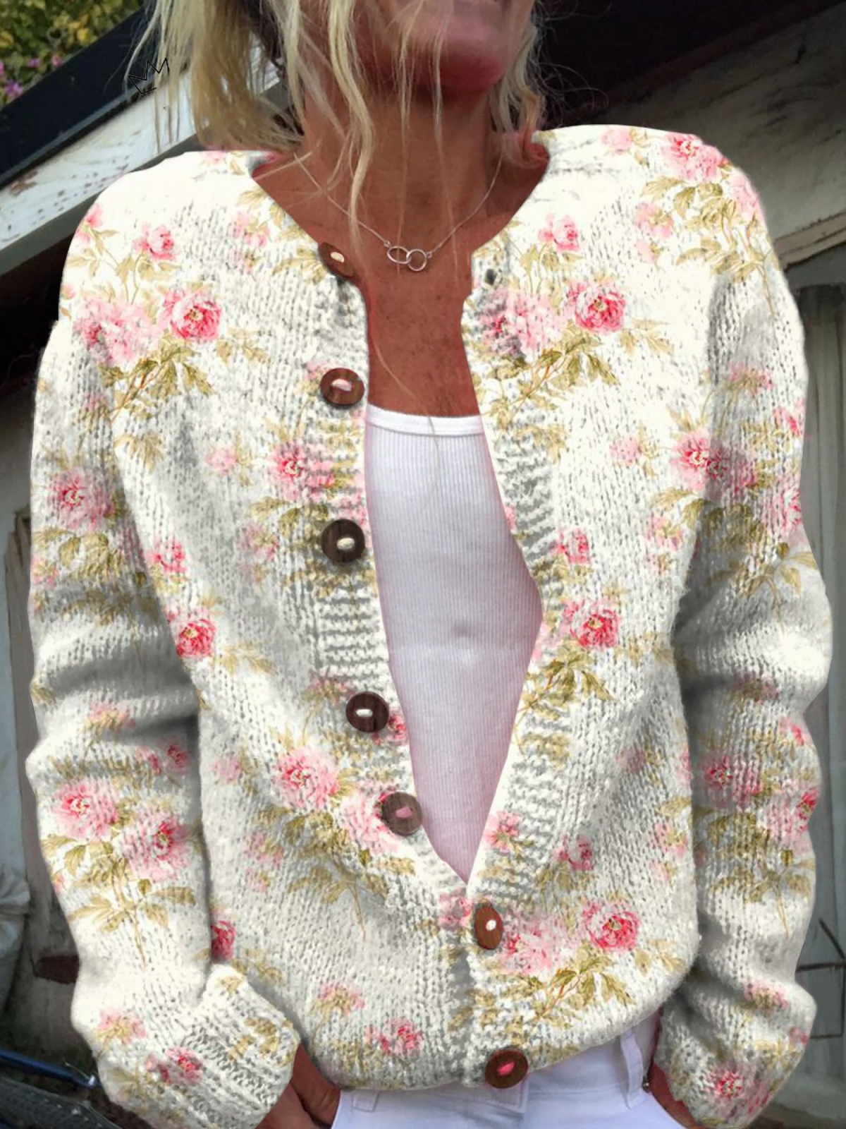 Kendra Garden-Rose Knit Cardigan