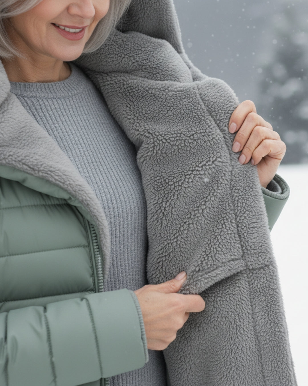 Olivia Plush-Hood Quilted Winter Coat