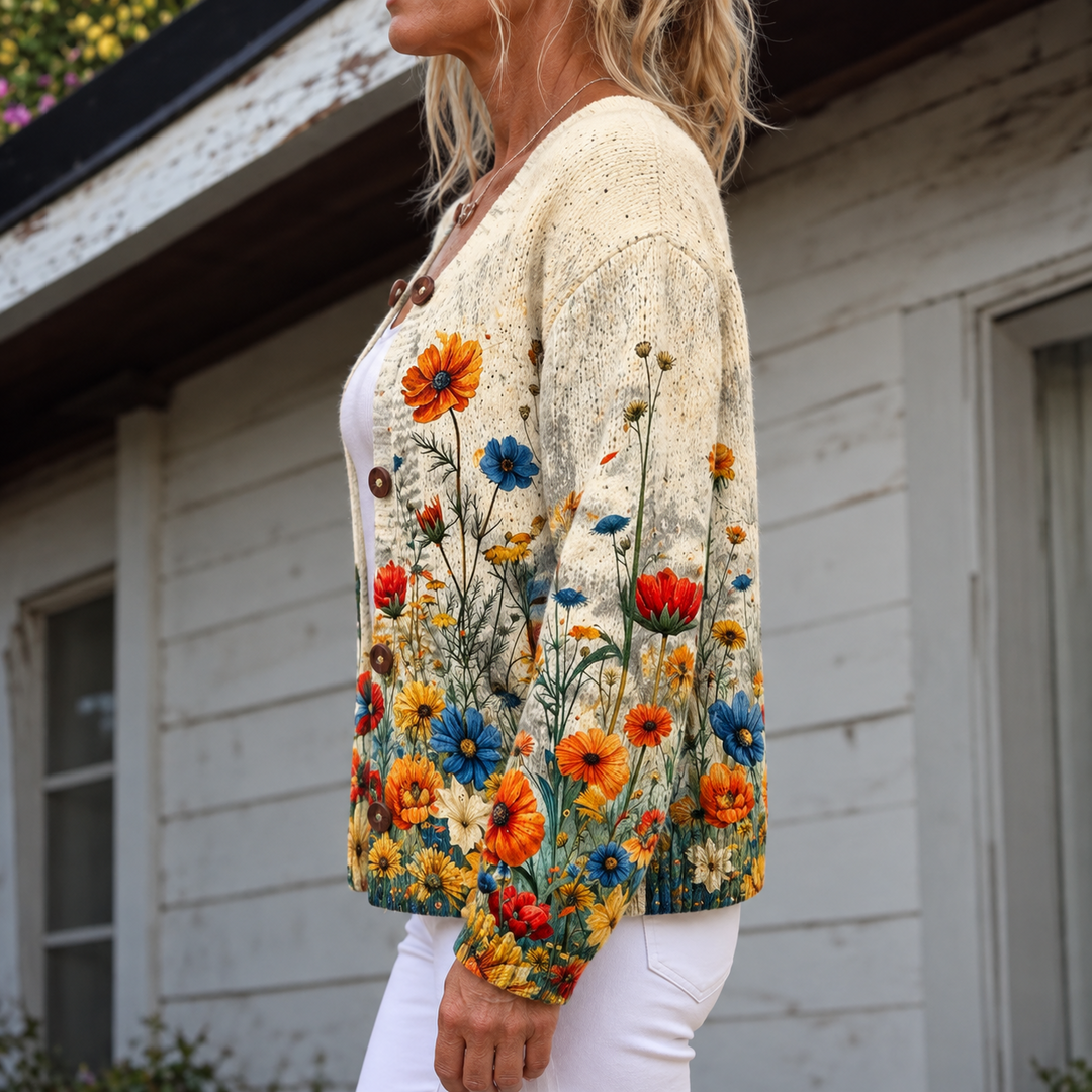 Tamsin Wildflower-Print Knit Cardigan