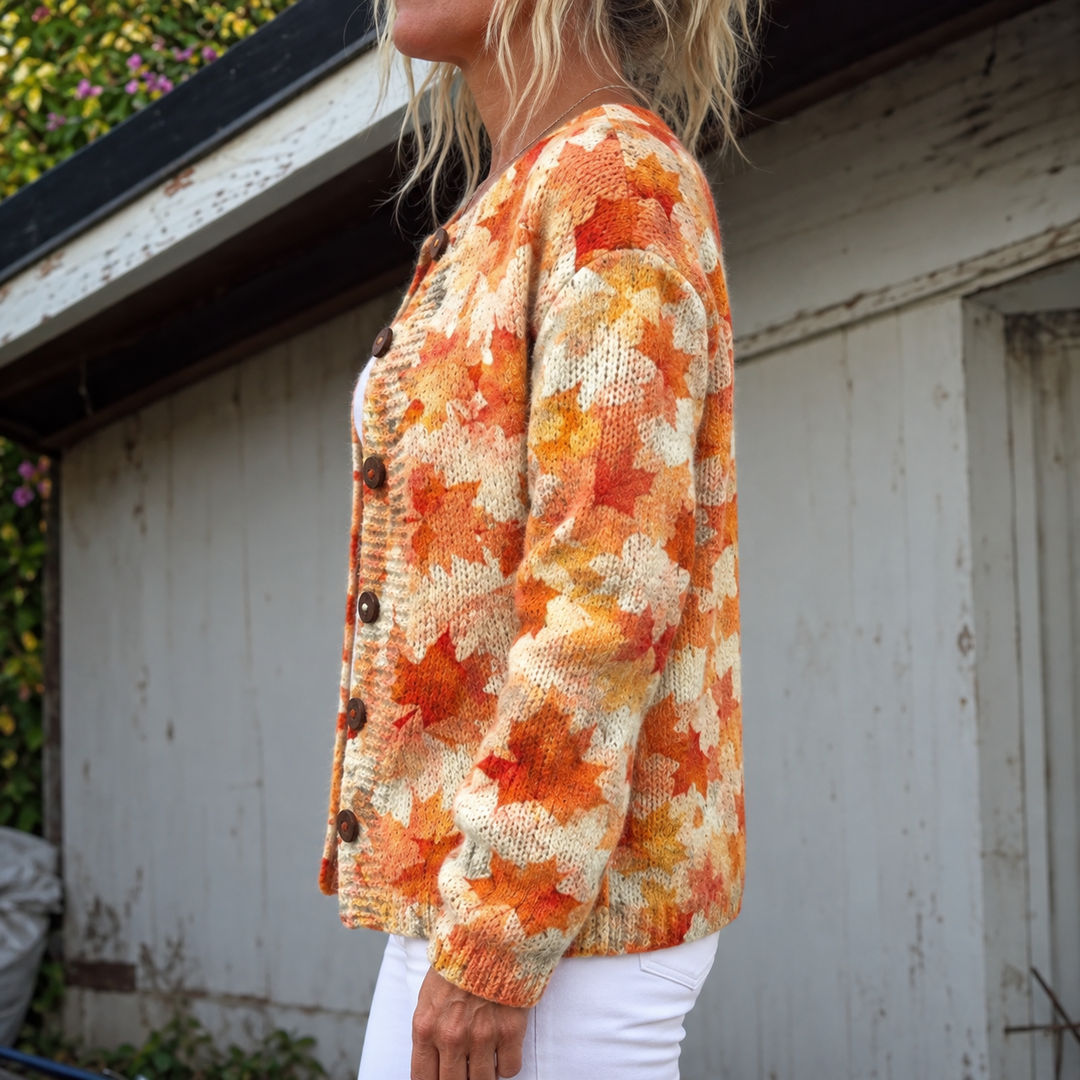 Brielle Autumn-Leaf Knit Cardigan