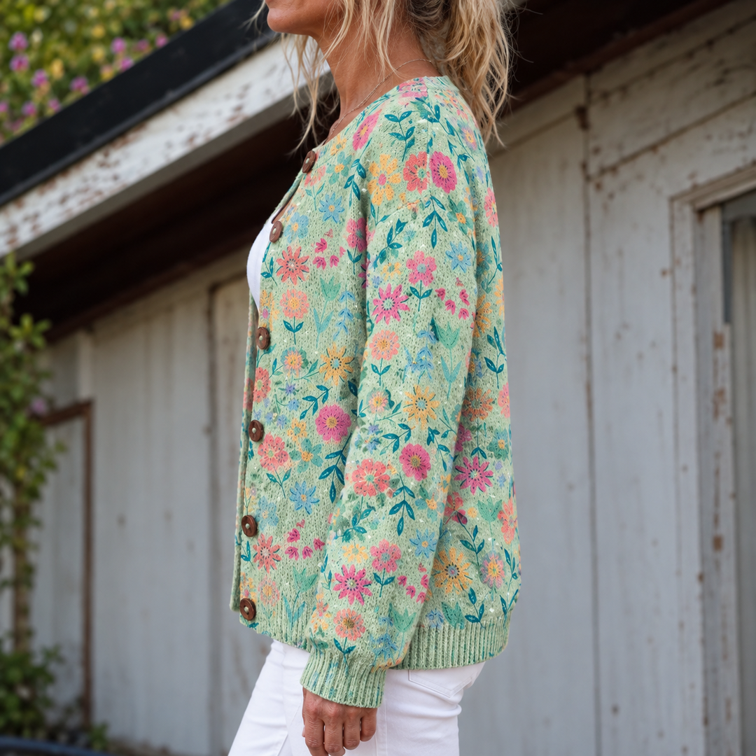 Flora Pastel-Garden Knit Cardigan