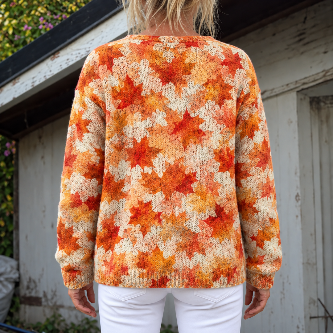 Brielle Autumn-Leaf Knit Cardigan