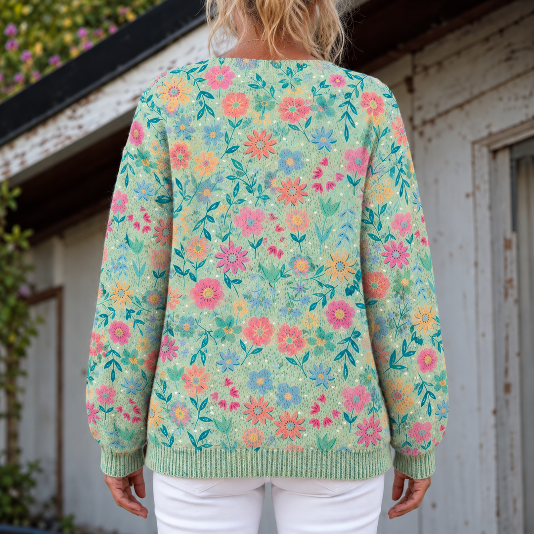 Flora Pastel-Garden Knit Cardigan