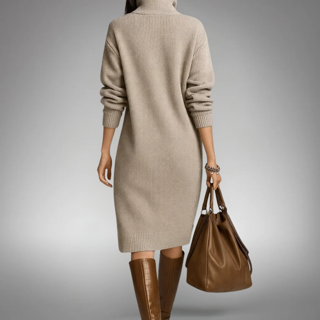 Eliana Button-Collar Knit Dress