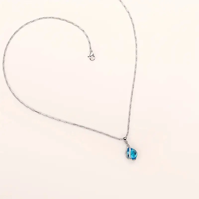 Marina Blue Teardrop Pendant Necklace