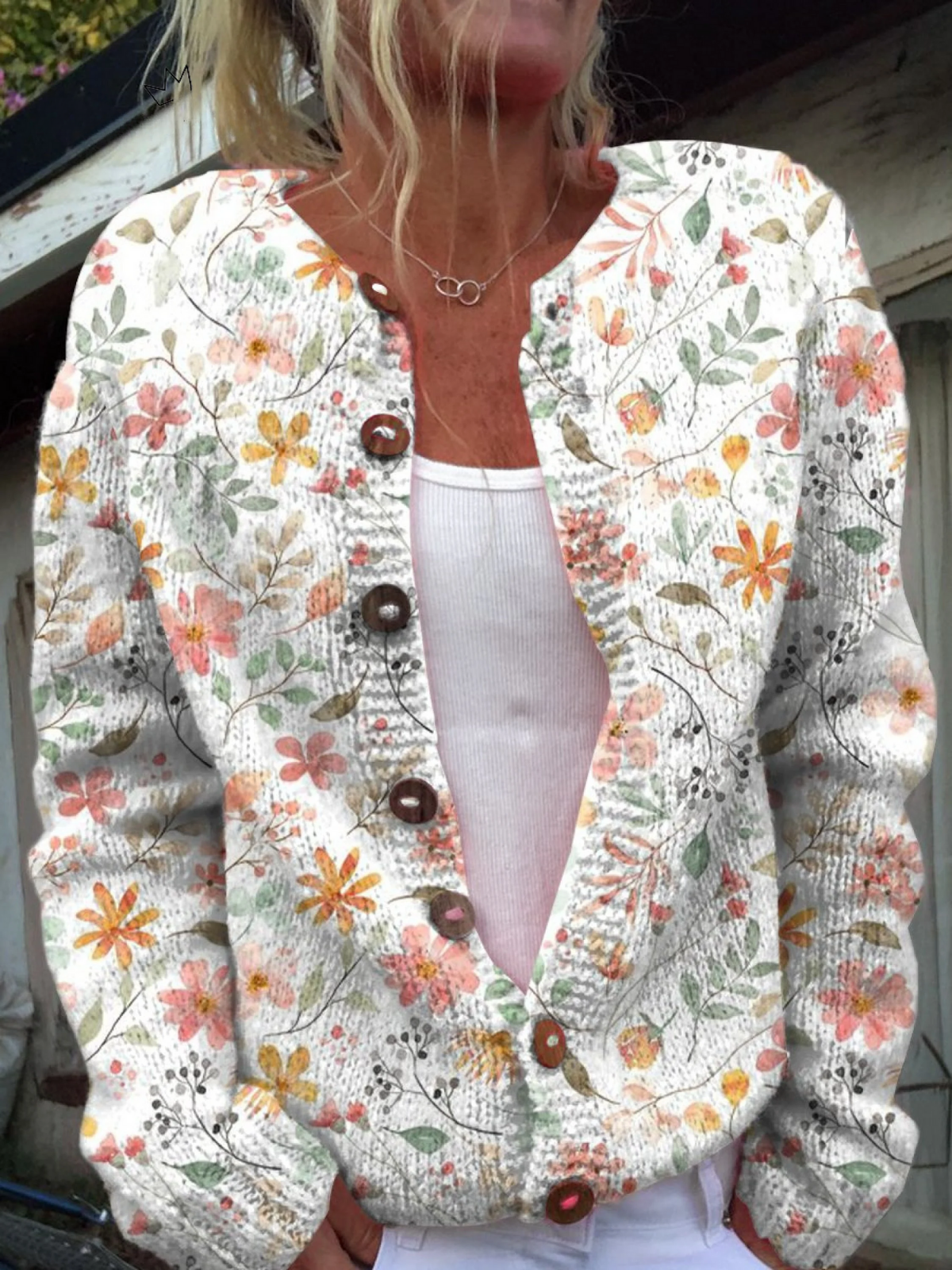Greta Watercolor Floral Knit Cardigan