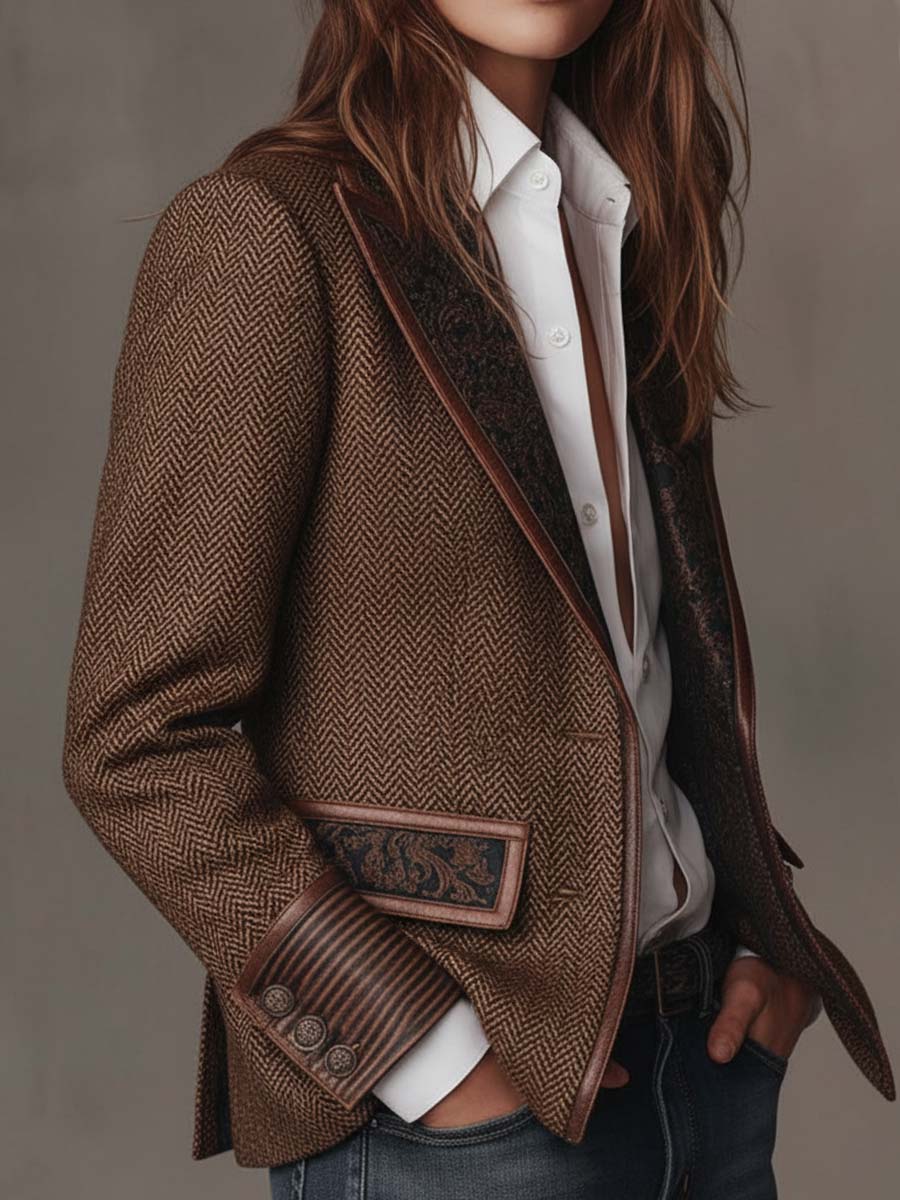 Margot Herringbone Paisley Blazer