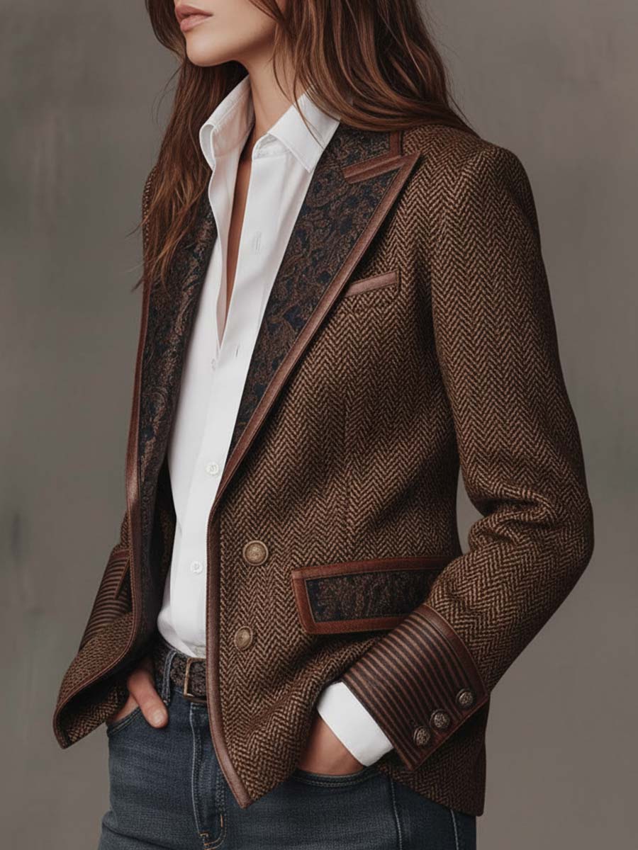 Margot Herringbone Paisley Blazer