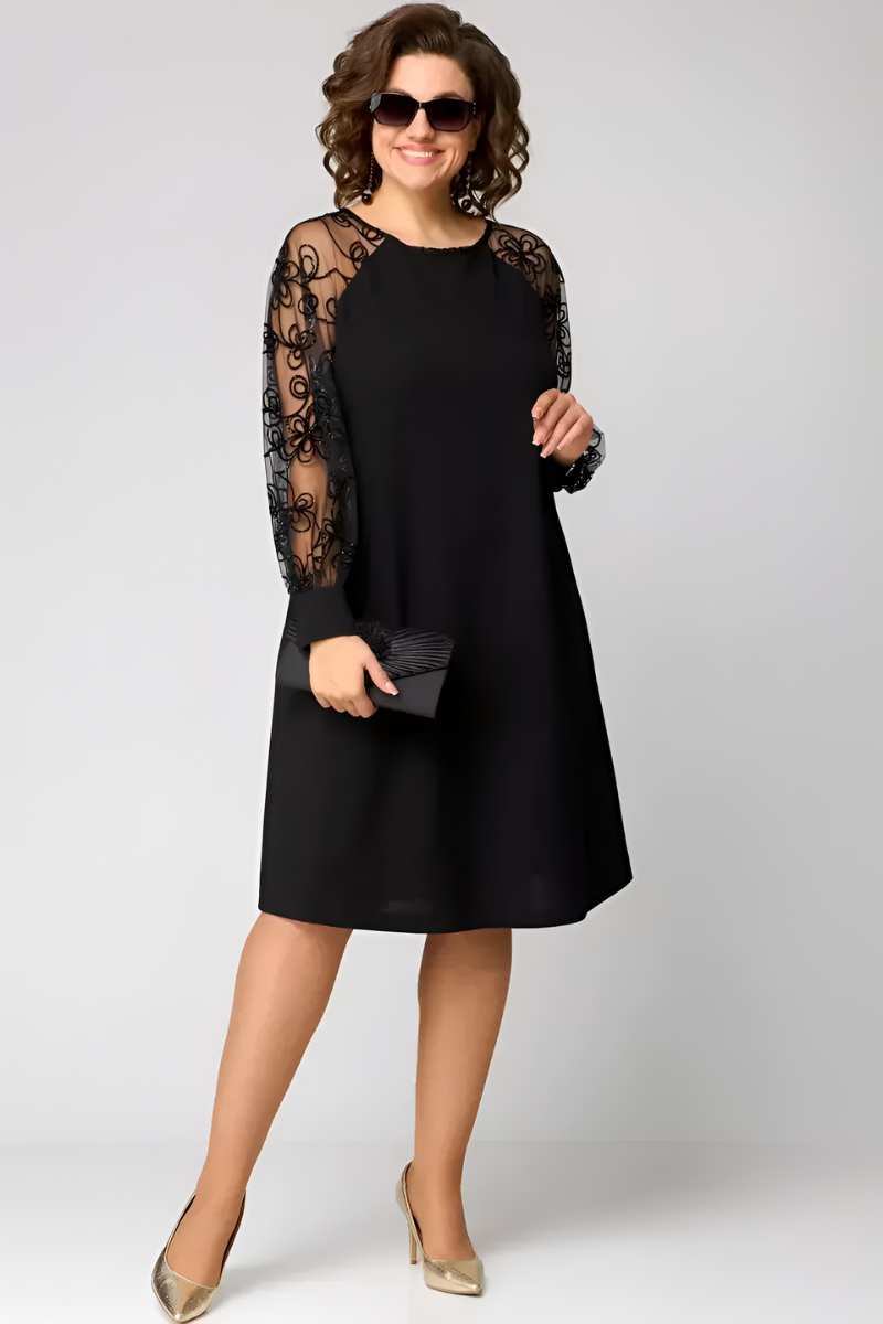 Amira Sheer Lace-Sleeve Dress