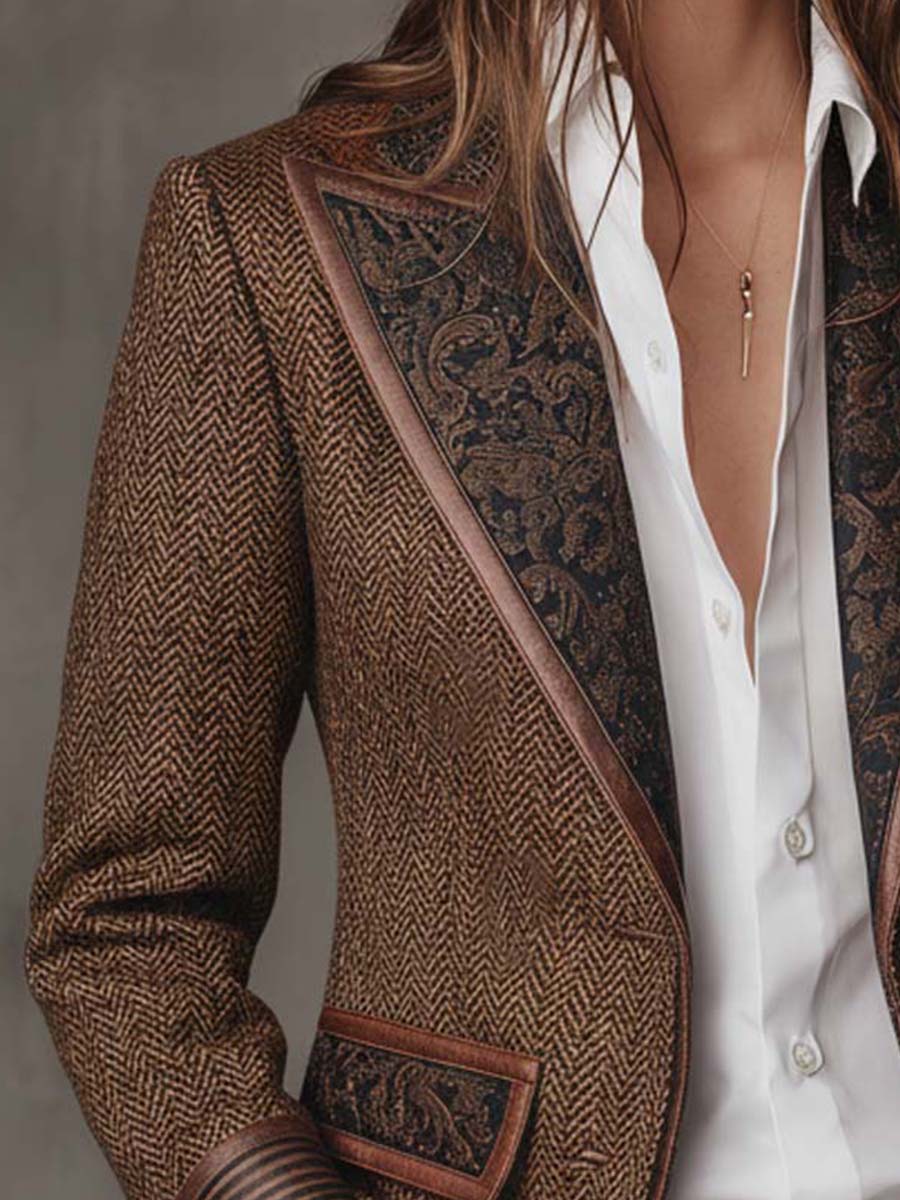 Margot Herringbone Paisley Blazer