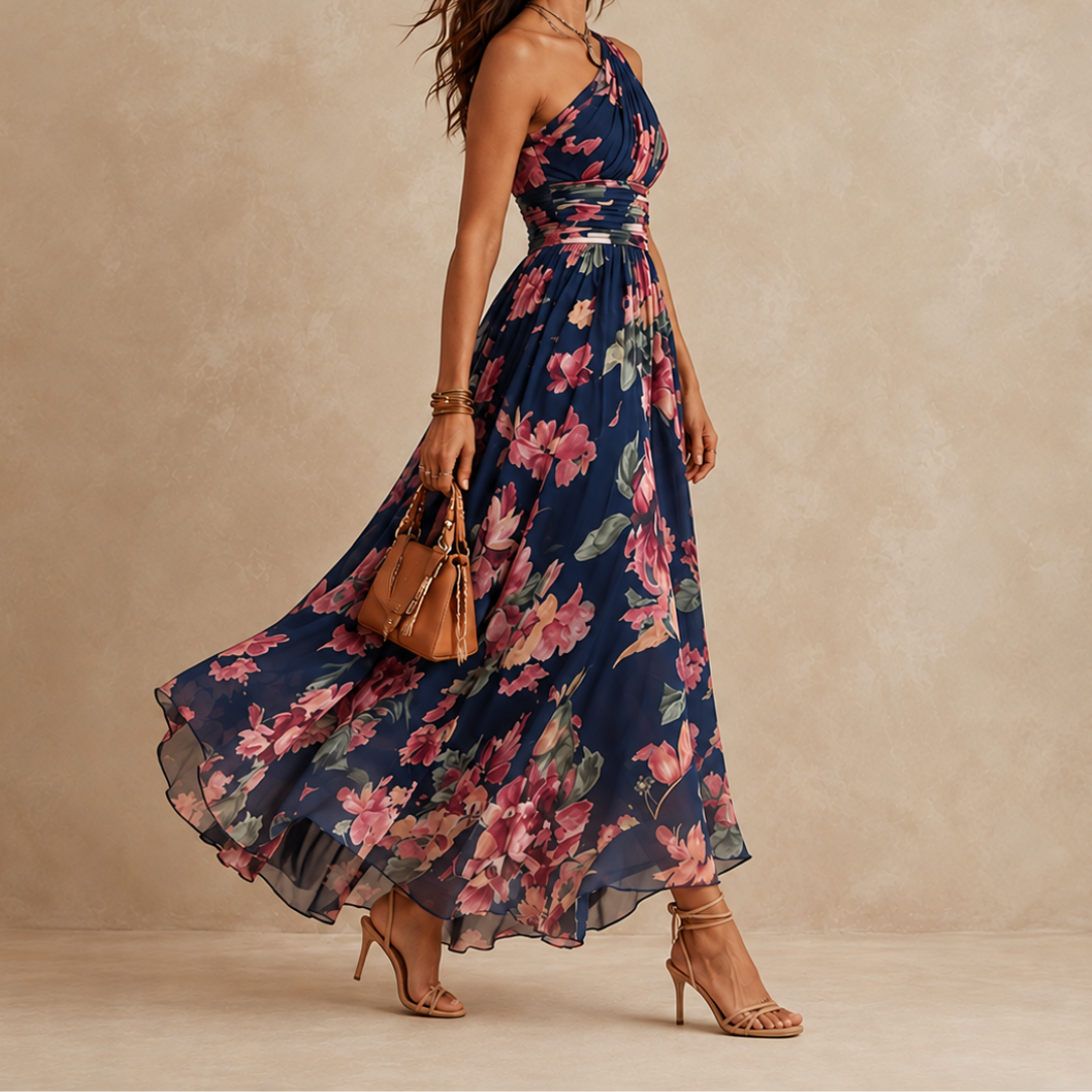 Celestine One-Shoulder Floral Maxi Dress