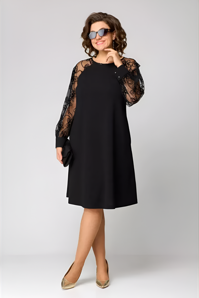Amira Sheer Lace-Sleeve Dress