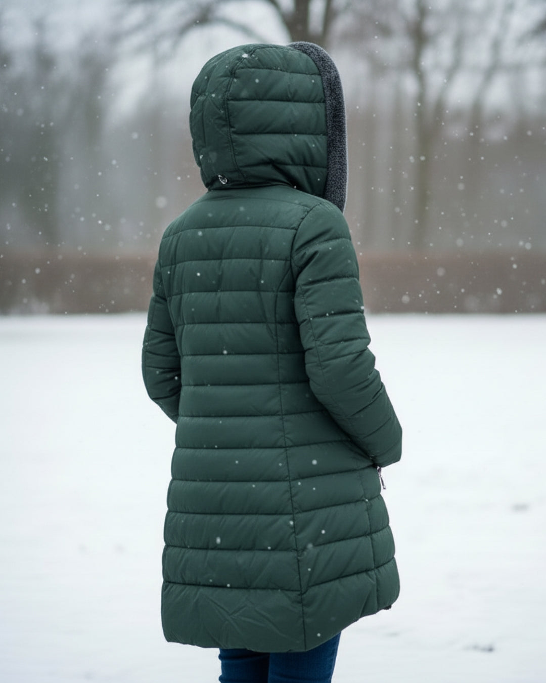 Olivia Plush-Hood Quilted Winter Coat