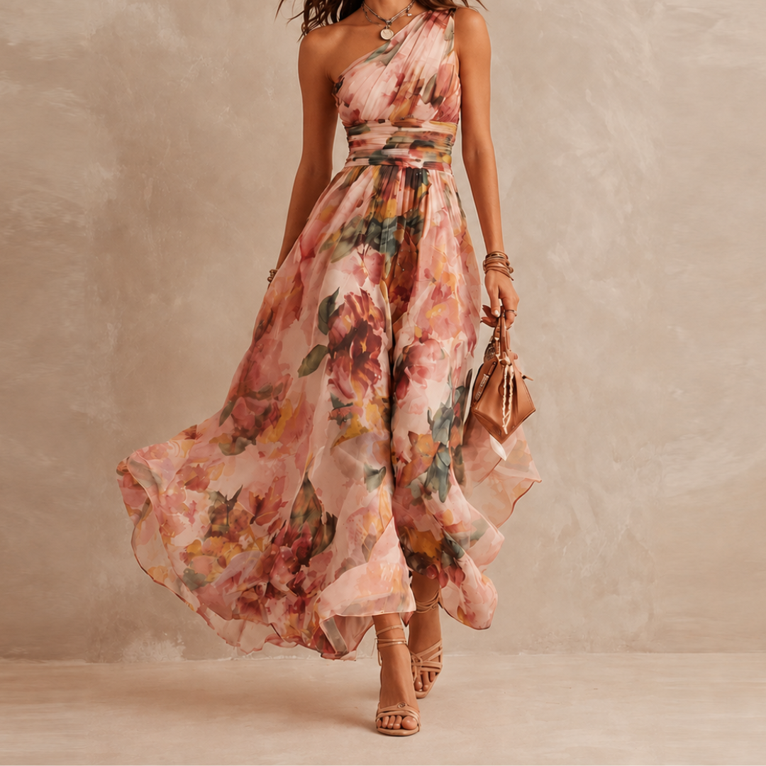 Celestine One-Shoulder Floral Maxi Dress