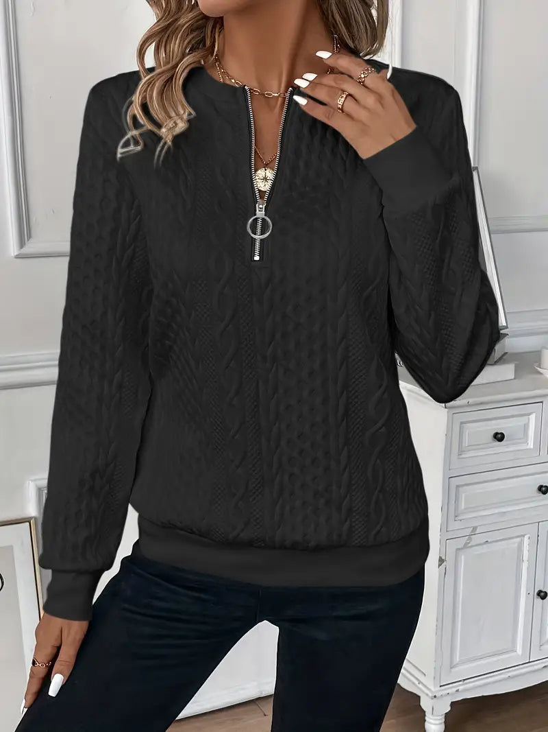 Juliette Cable-Knit Zip Sweater