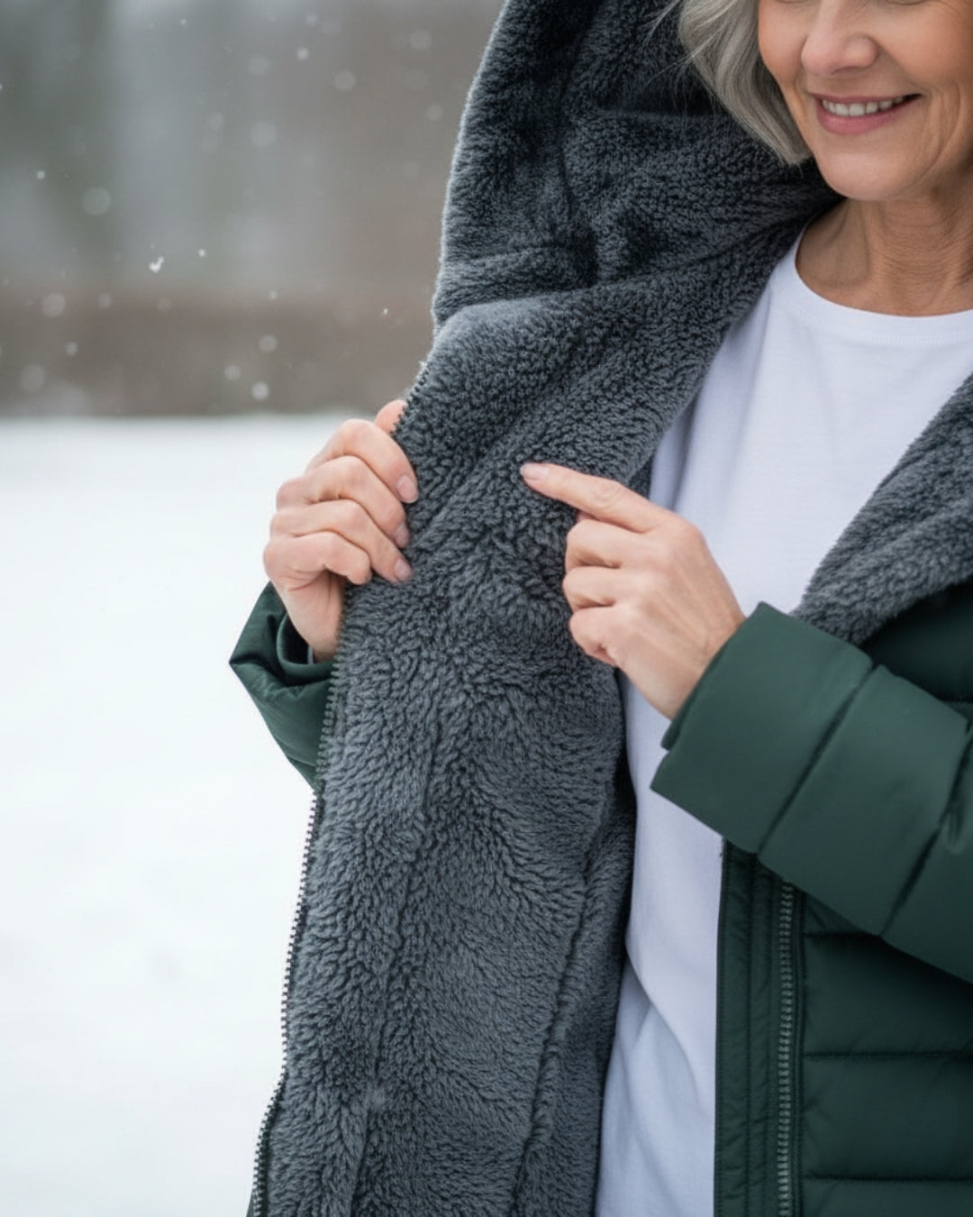 Olivia Plush-Hood Quilted Winter Coat