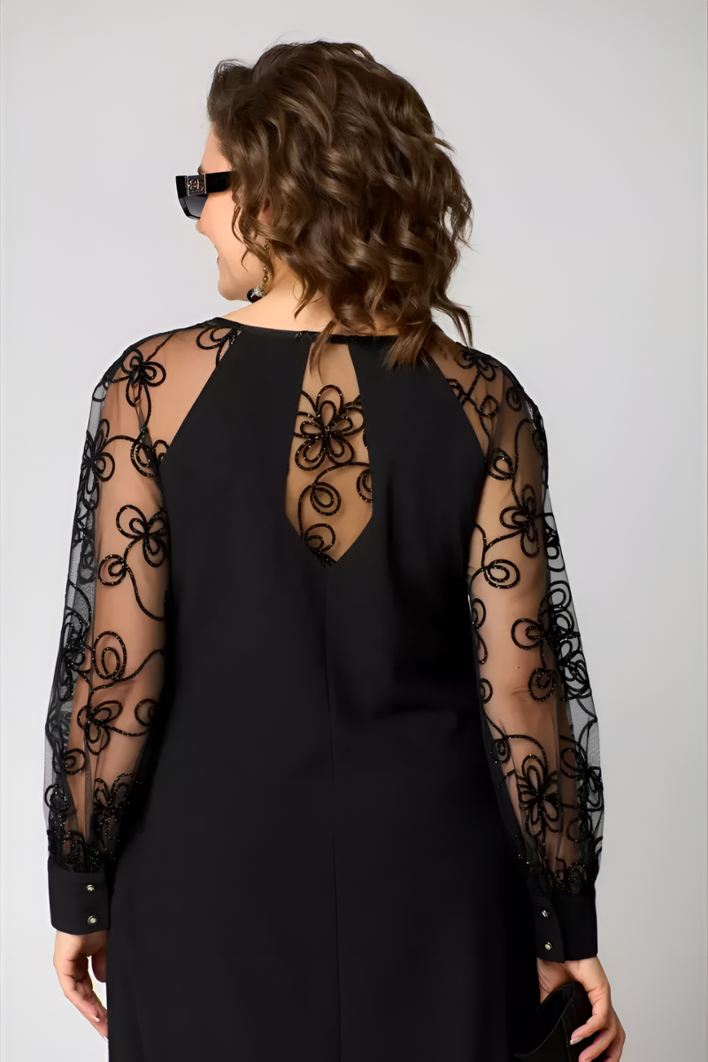 Amira Sheer Lace-Sleeve Dress