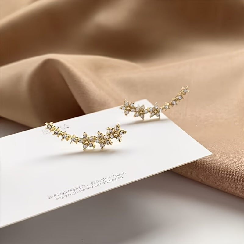 Elara Floral Stone Ear Climbers