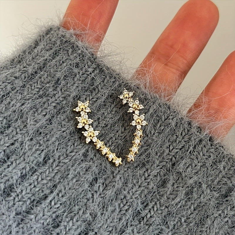 Elara Floral Stone Ear Climbers