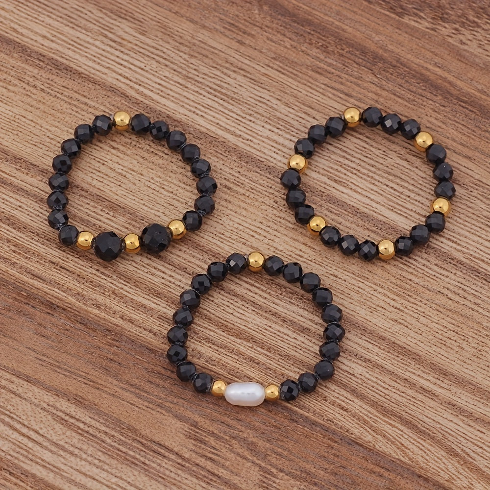 Sienna Three-Piece Beaded Ring Set