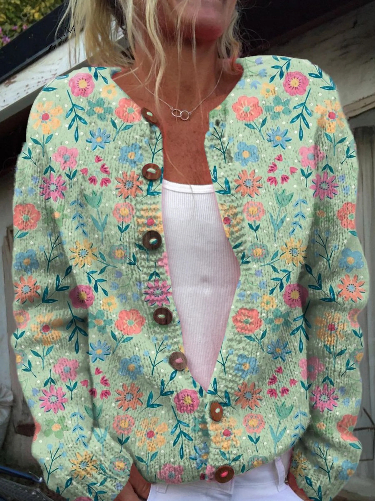 Flora Pastel-Garden Knit Cardigan