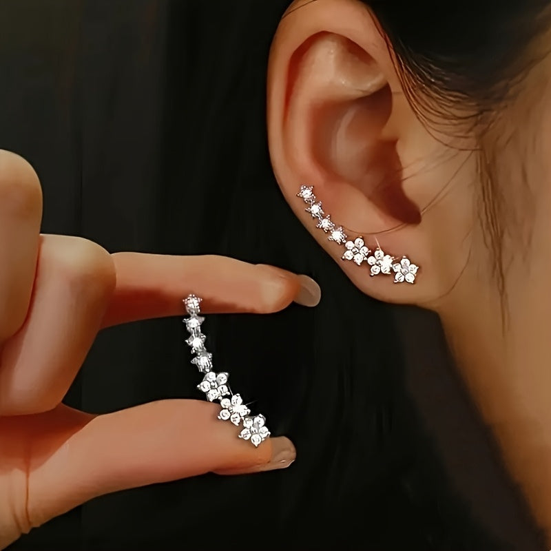 Elara Floral Stone Ear Climbers