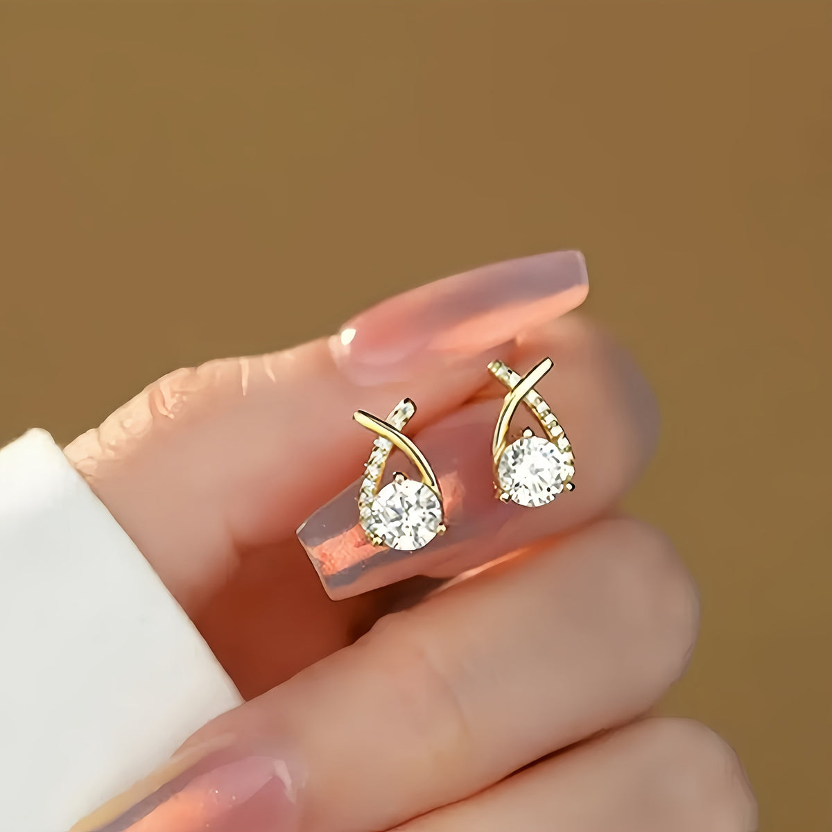 Celeste Sculpted Stone Stud Earrings