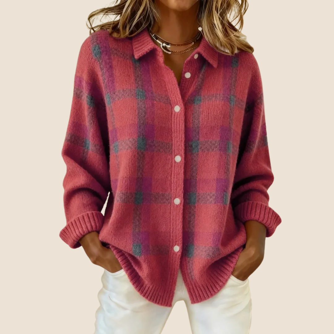 Helena Rose Plaid Knit Cardigan