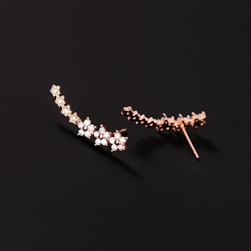 Elara Floral Stone Ear Climbers