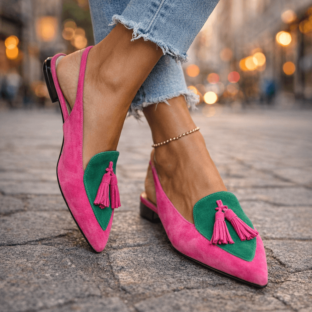Eliza Tassel-Detail Slingback Flats