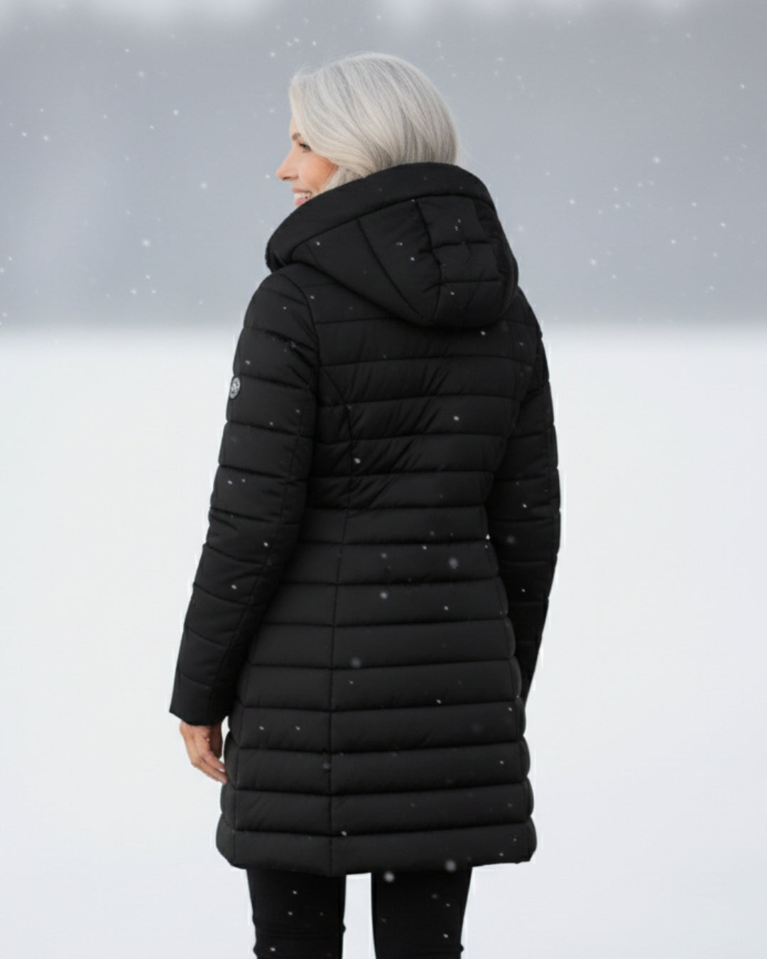 Olivia Plush-Hood Quilted Winter Coat