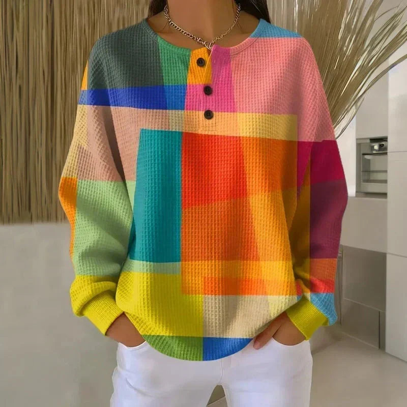 Celine Colorblock Waffle-Knit Sweater