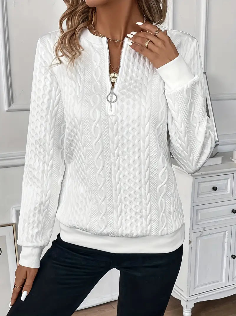 Juliette Cable-Knit Zip Sweater