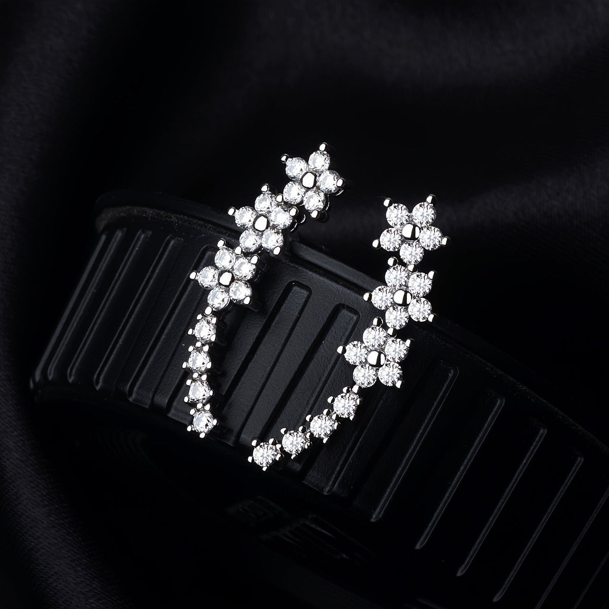 Elara Floral Stone Ear Climbers