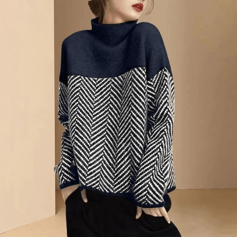 Reese Chevron Mock-Neck Sweater
